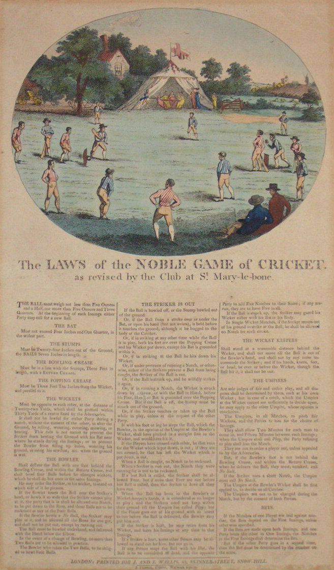 Wood - The Laws of the Noble Game of Cricket as Revised by the Club at St. Mary-le-bone.